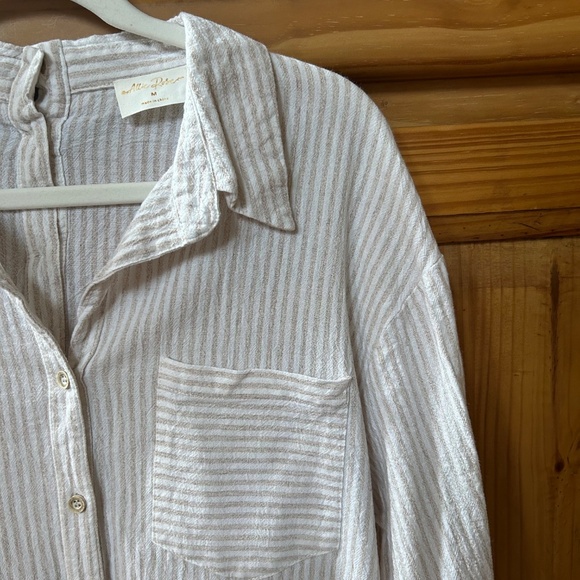 Allie Rose Top Linen Cotton Blend Button Up Women's Size Medium - Picture 10 of 10